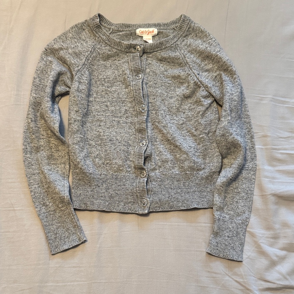 Cat & Jack Gray Button-Up Cardigan Sweater - Size S (6/6x)